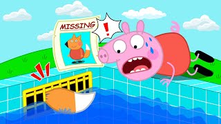 What Happen to Peppa Pig in the Pool Drain  Peppa Pig Funny Animation [upl. by Janean668]