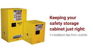 Safety Storage Cabinet Installation Tips Justrite Safety Cabinet [upl. by Phillipe]