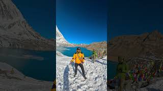 At Tilicho lake tilicholake travel explore nature travelvlog nepal trending shorts ytshort [upl. by Tilla342]