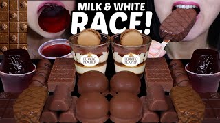 ASMR MILK amp WHITE CHOCOLATE RACE MINI DOVE ICE CREAM BAR TIRAMISU MARSHMALLOW FERRERO ROCHER 먹방 [upl. by Ferne]