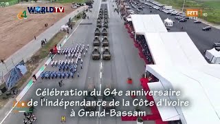 Côte dIvoire  An 64  Célébration du 64e Anniversaire de lIndépendance à GrandBassam [upl. by Derwin392]