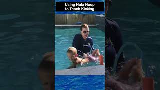 Toddler Kicking Through a Hula Hoop learntoswim swimming toddlers pool [upl. by Yrolam]