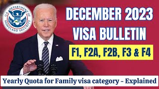 US FAMILY VISA BULLETIN  DEC 2023  F1F2AF2BF3 amp F4  YEARLY QOUTA [upl. by Drofnats288]