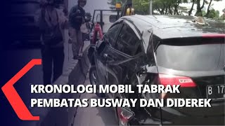 Hindari Macet dengan Masuk Jalur Busway Mobil Tabrak Pembatas Jalan [upl. by Pansie]