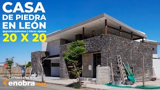 CASA con FACHADA de PIEDRA NEGRA y Escalera de CONCRETO en 20 X 20  Obras Ajenas  gradarquitectos [upl. by Wehhtam668]