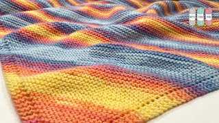 How to Knit a Diagonal Garter Stitch Baby Blanket  Rectangle or Square [upl. by Traweek22]