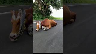 python wrapped around cow in street 🐍🐄 [upl. by Goto]