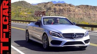 2017 Mercedes AMG C43 Cabriolet Two Turbos AWD and Open Sky Review [upl. by Ahsanat]