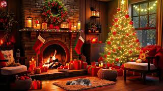 Christmas Music Ambience with Instrumental Christmas Music amp Crackling Fireplace [upl. by Anse]