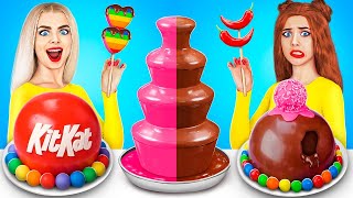 Chocolate Fountain Fondue Challenge  Chocolate Sweets amp Food Battle by RATATA [upl. by Dedra]