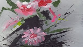 Blumen mit Acryl impressionistisch malen  Impressionist floral acrylic painting [upl. by Kcirdahs]