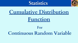 25 Cumulative Distribution Function for Continuous Random variable probabilitydistribution [upl. by Broderic]