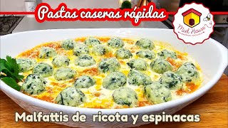 Pastas caseras RÁPIDAS de ricota y espinacas MALFATTIS sin amasar [upl. by Ttegdirb]