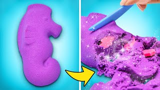 DIY Rainbow Kinetic Sand 💙💜❤️ Make Slice Squash amp Paint Fun amp Satisfying Sand Crafts [upl. by Jemena]