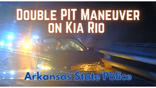 Kia Rio pursuit hits 110 MPH before Arkansas State Police conduct PIT  TVI Maneuvers into barrier [upl. by Gillett7]