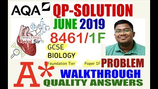 AQA GCSE Biology 84611F June 2019 QP 1F Solved [upl. by Hernando]