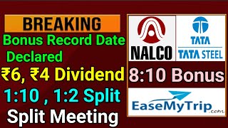 Tata Steel News • Stock Announced Dividend  Bonus Split • Bonus Record Date • Nalco Dividend 2024 [upl. by Templas]