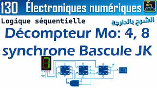 130 Décompteur synchrone Modulo 4 et 8 synchrone Bascule JK [upl. by Ailedo]