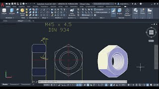 Como modelar una tuerca en Autocad 3D Comando Barrer Modelar Rosca Interna [upl. by Assetnoc]