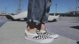 Vans Classic quotCheckerboardquot SlipOn Lite InMotion On Foot and Review [upl. by Nnayllek280]