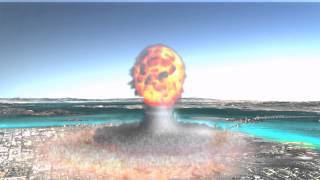 Simulated 500kt airburst thermonuclear explosion over San Francisco [upl. by Ytisahc775]