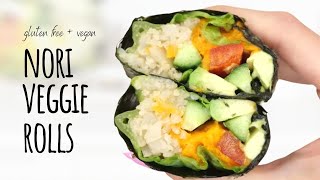 The EASIEST Nori Veggie Rolls  Grain Free and Vegan [upl. by Bette451]