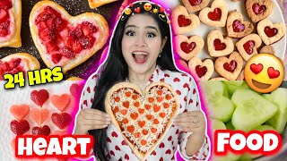 Eating Only Heart Shaped Food for 24 Hours Challenge 😍 Gone too Yummy ❤️ [upl. by Niboc]