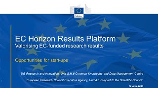 Horizon Results Platform Opportunities for ERC Beneficiaries 12 June 2023 [upl. by Kidder]