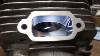 CHAINSAW PORTING TIPS Polishing exhaust ports to a mirror finish it IS worth it My method [upl. by Amethist]