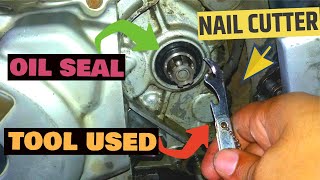 How to change counter shaft oil seal  Engine oil leakage problem  Front sprocket oil seal replace [upl. by Atteiram46]