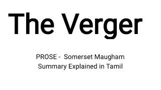 The Verger short story By Somerset Maugham summary explained [upl. by Anaujal]