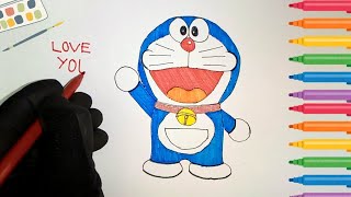 How to Draw and Paint Doraemon  Marker Art Tutorial [upl. by Agate210]