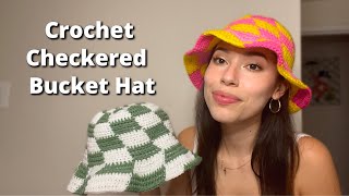 How to Crochet a Checkered Bucket Hat  EASY amp In Depth [upl. by Eneleh391]