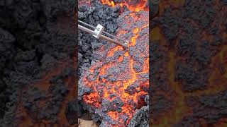 VOLCANO SCIENCE How Squishy is Cooling Lava A Penetrometer Test 072023 lava iceland viral [upl. by Cassaundra]