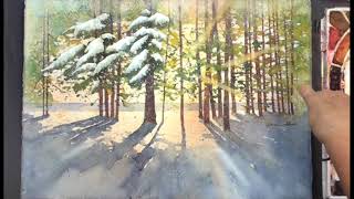 Winter Trees  Watercolor Lesson with Karlyn Holman [upl. by Robert]