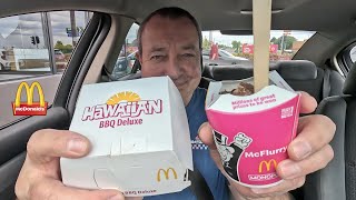 McDonald’s Cherry Ripe McFlurry amp Hawaiian BBQ Deluxe [upl. by Aerbas]