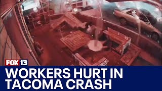 Workers at Tacoma bar narrowly miss crash  FOX 13 Seattle [upl. by Margaretha]