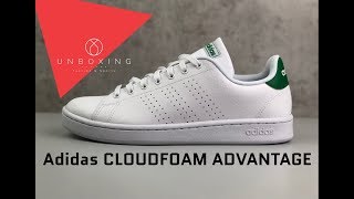 Adidas CLOUDFOAM ADVANTAGE ‘ftwrwhtgreen’  UNBOXING amp ON FEET  fashion shoes  2019 [upl. by Ellennahc307]