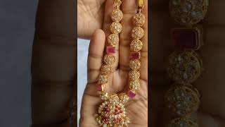 Simple amp beautiful pink white stone necklace with pearl hangings amp grand earrings  Rs1640 [upl. by Gerkman]