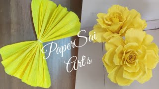 Flores de papel crêpe rosasGiant Crepe paper rose flower for room decor HandmadePaperSaiarts [upl. by Berglund]