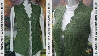 FACIL BONITO Y LIGERO CHALECO VERDE A CROCHET [upl. by Noram]