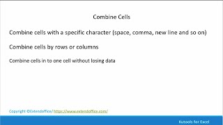 Combine cells in Excel without losing data using Kutools [upl. by Asial]