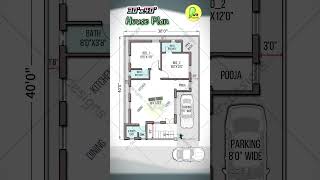 30’x 40’ House Plan 2bhk with Car Parking Open Concept Living 30 by 40 housedesign houseplan [upl. by Lud803]