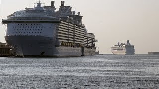 LARGEST CRUISE SHIP IN THE WORLD Leaving Port of Civitavecchia  Symphony Of The Seas  4 MORE [upl. by Letrice]