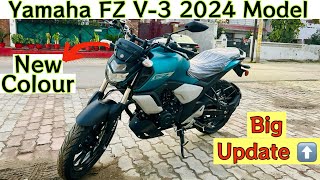 Yamaha FZ V3 New Colour Matte Cyan 2024  FZ v3 new colour All Features and Price Detail  2024 Fz [upl. by Schnur]