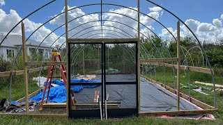 Using screen doors for extra wide greenhouse doors [upl. by Anahsohs]