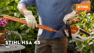 Zeer lichte accu heggenschaar STIHL HSA 45 [upl. by Gennaro]