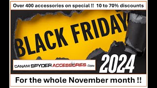 Black Friday 2024 Explained  Can Am Spyder Accessories  From 10 to 70 Discounts [upl. by Holna987]