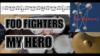 Foo Fighters  My Hero  Drum Cover With SHEET MUSIC [upl. by Clauddetta]