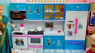 New Big Kitchen set unboxing and review in Barbie dollBarbie show tamil [upl. by Iva]